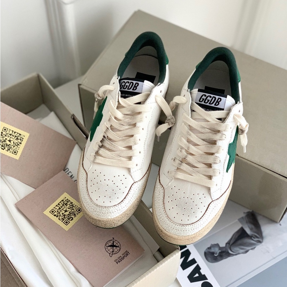 Golden Goose White and Green Sneakers - Picture 6 of 9
